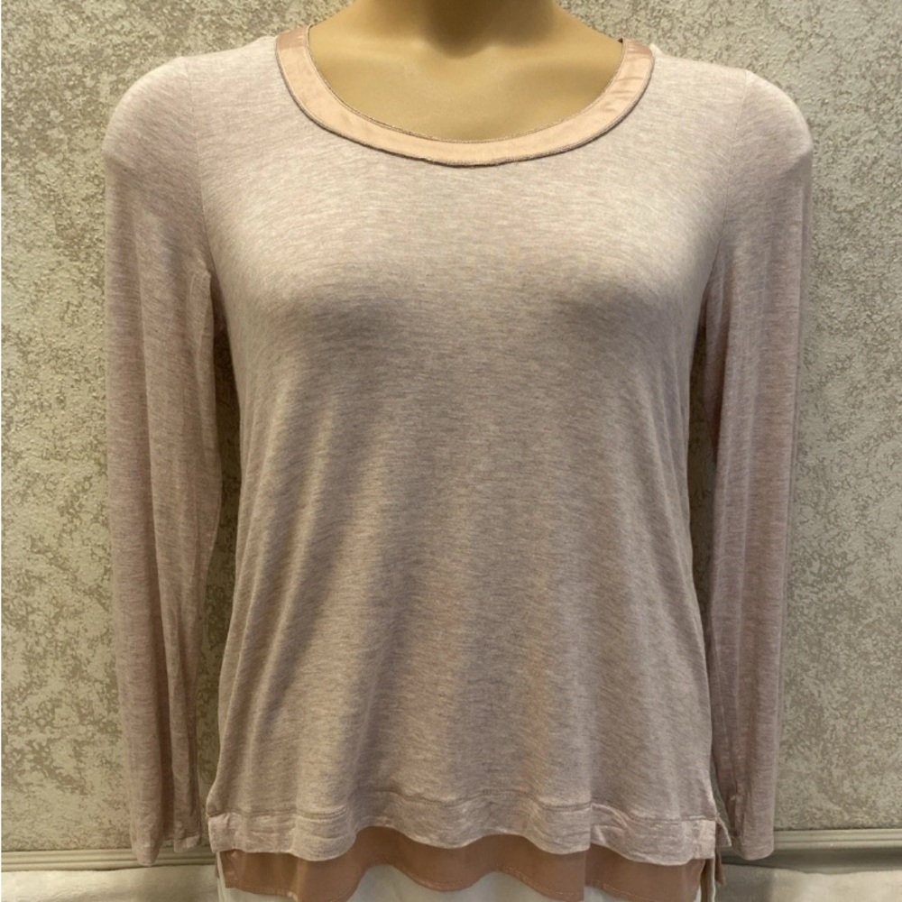 White House Black Market Light Pink Layered Long Sleeve Tee